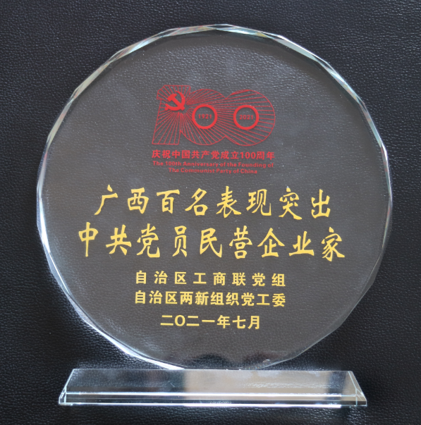 覃勝先董事長(zhǎng)獲廣西百名表現(xiàn)突出中共黨員民營(yíng)企業(yè)家